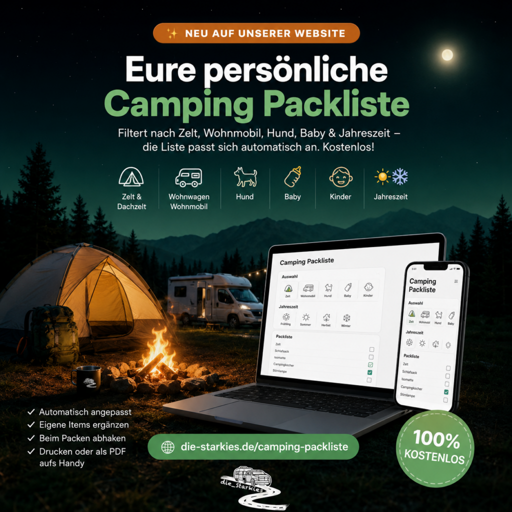 Persönliche Packliste - Camping Packliste kostenlos NEU die Starkies